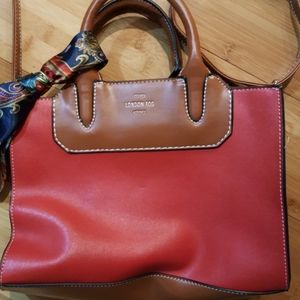 London Fog Red Satchel with scarf